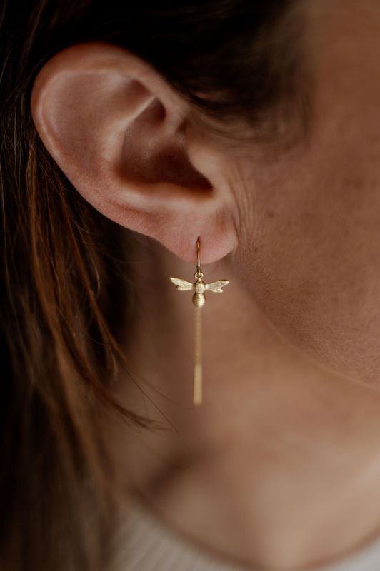 Earrings julia's mini me*leather gold filled*basic