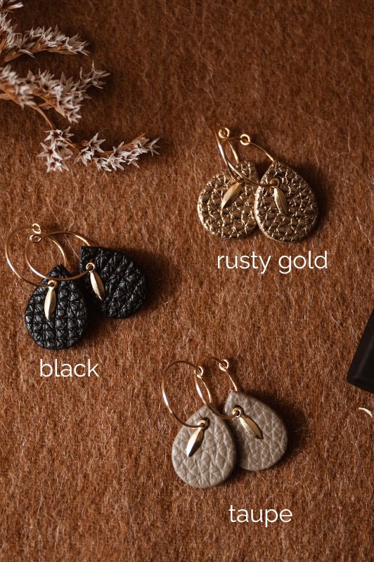 Earrings spiky mini me*leather gold filled*basic