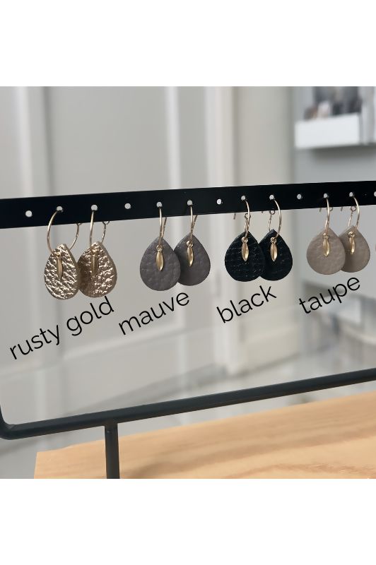 Earrings spiky mini me*leather gold filled*basic