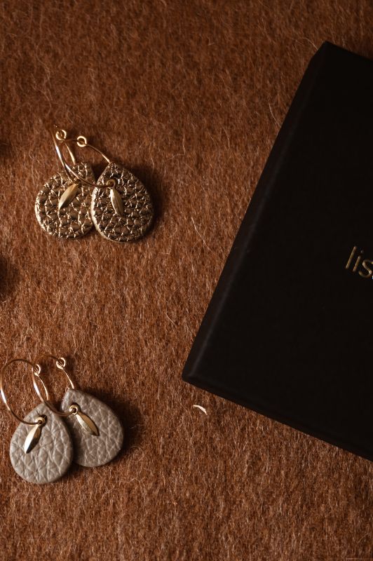 Earrings spiky mini me*leather gold filled*basic