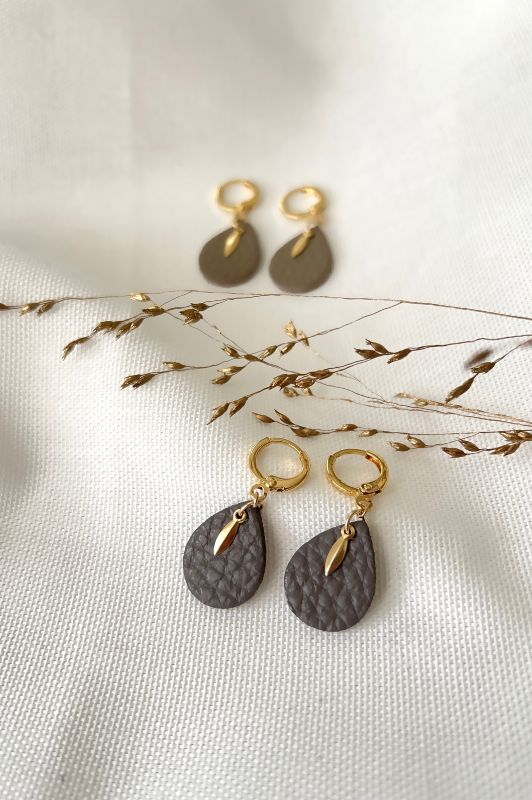 Earrings spiky mini me*leather gold filled*clip