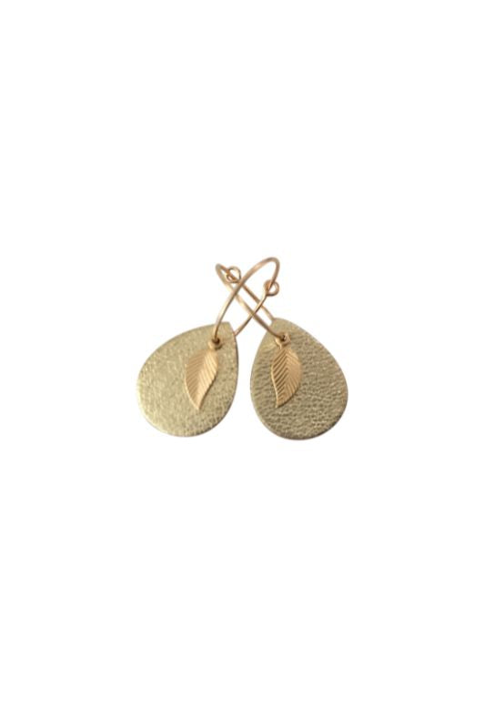 Earrings leaf mini me*leather gold filled*basic