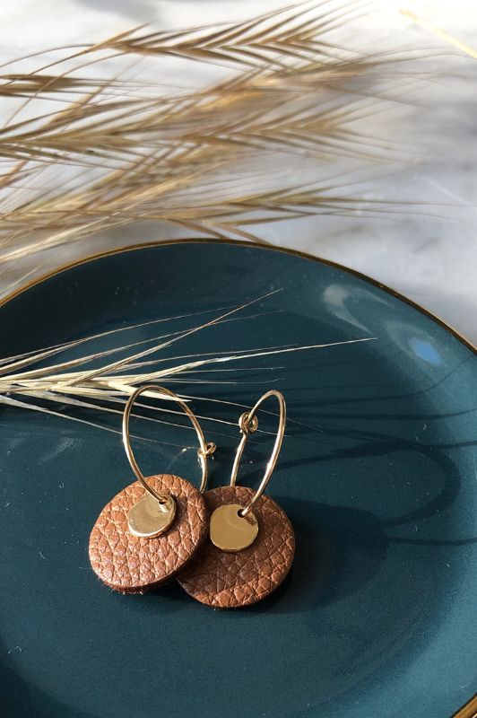 Oorbellen mini eye on you*leer gold filled*basic