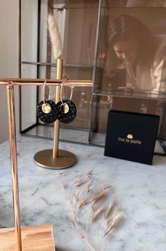 Oorbellen mini eye on you*leer gold filled*basic