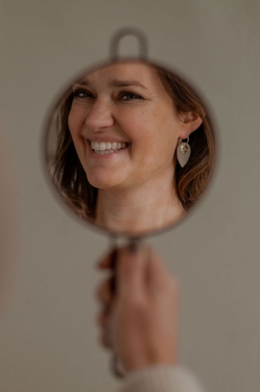 Earrings see through little love*leather gold filled