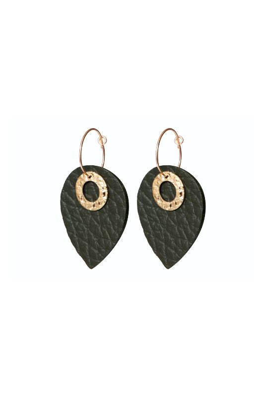 Earrings see through little love*leather gold filled
