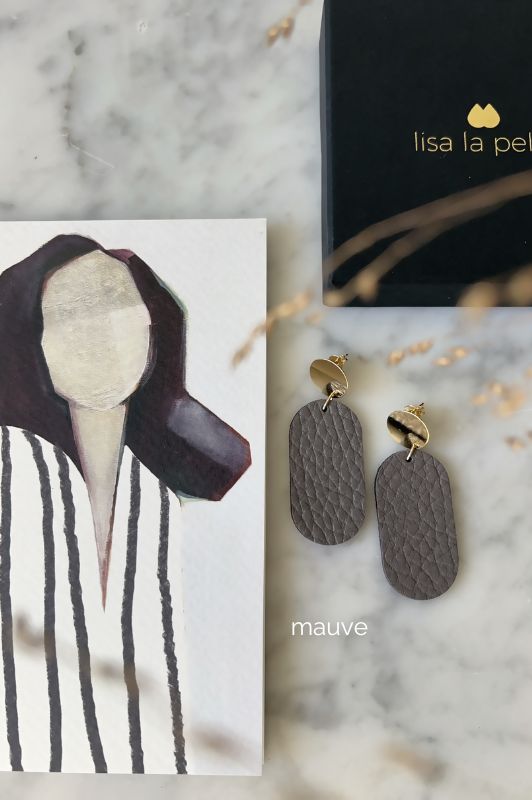 Earrings julia's mini me*leather gold filled*basic