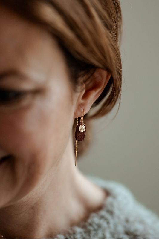 Oorbellen julia's pillow talk*leer gold filled*oorketting