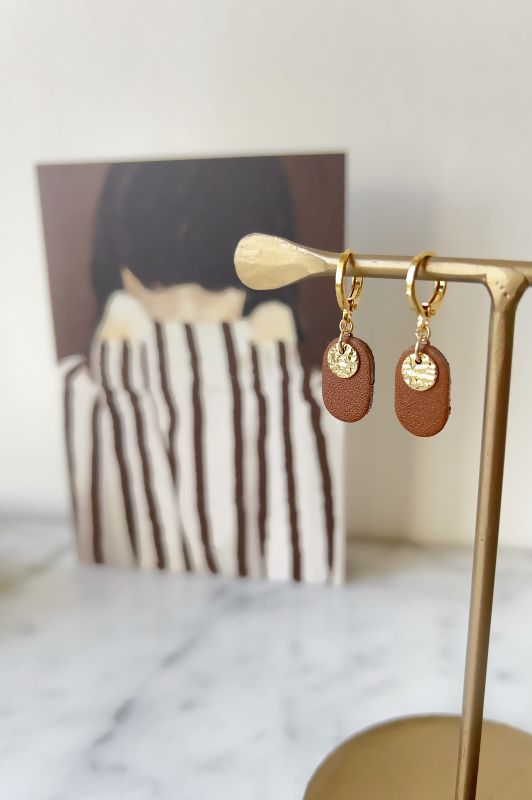 Oorbellen julia's pillow talk*leer gold filled*oorketting