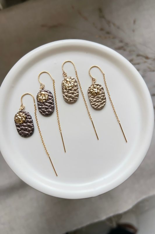 Oorbellen julia's pillow talk*leer gold filled*oorketting