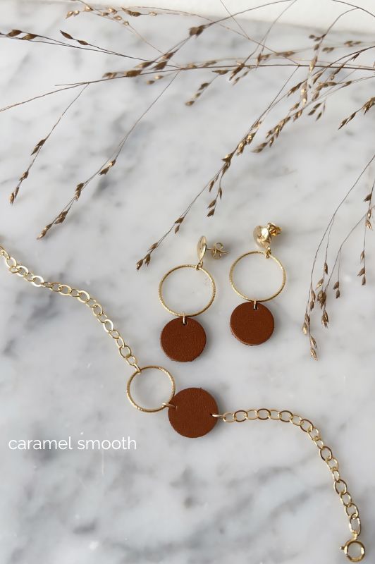 Earrings big love*leather gold filled*basic