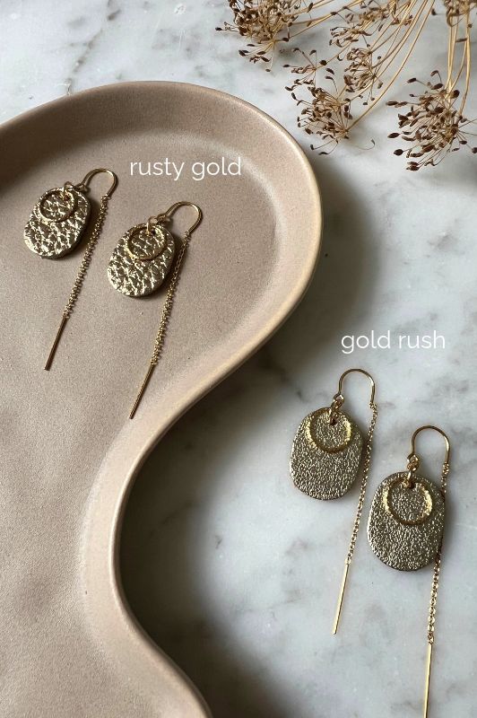 Oorbellen pillow to the moon*leer gold filled*oorketting