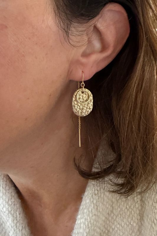 Oorbellen pillow to the moon*leer gold filled*oorketting