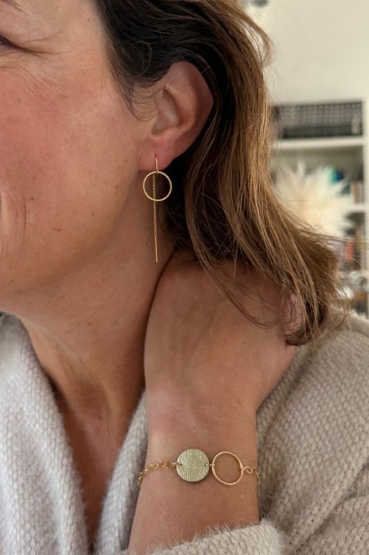 Earrings julia's mini me*leather gold filled*basic