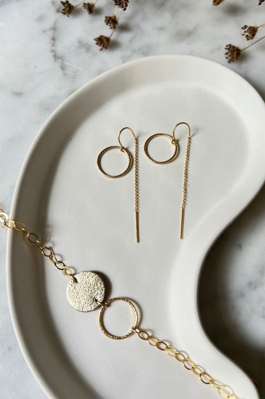 Earrings julia's mini me*leather gold filled*basic