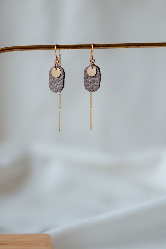 Earrings julia's mini me*leather gold filled*basic