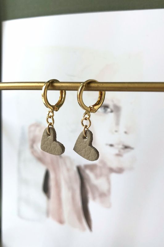Earrings true to your heart*leather gold filled*clip