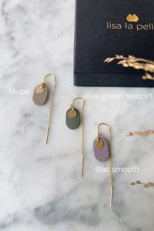 Earrings julia's mini me*leather gold filled*basic