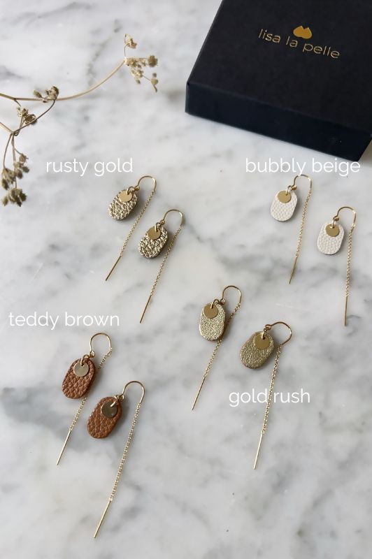 Earrings julia's mini me*leather gold filled*basic