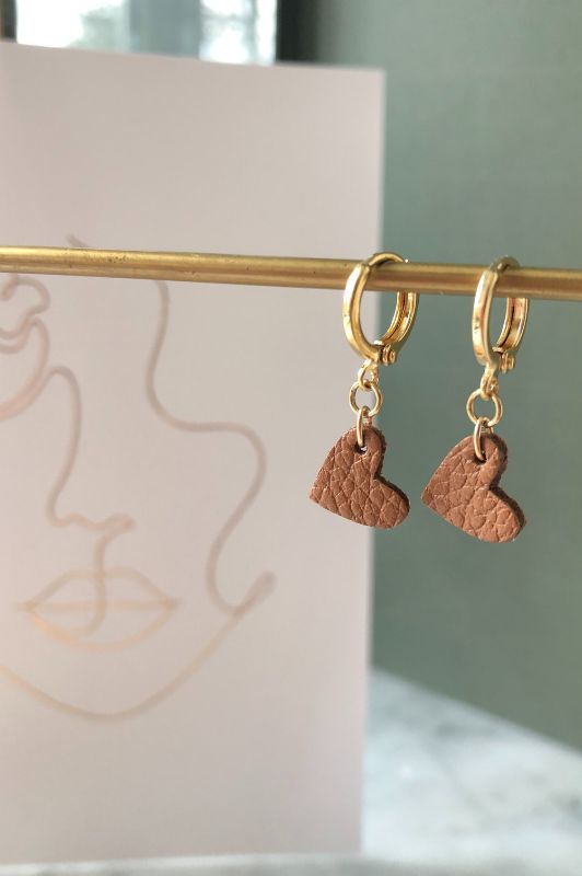 Earrings true to your heart*leather gold filled*clip