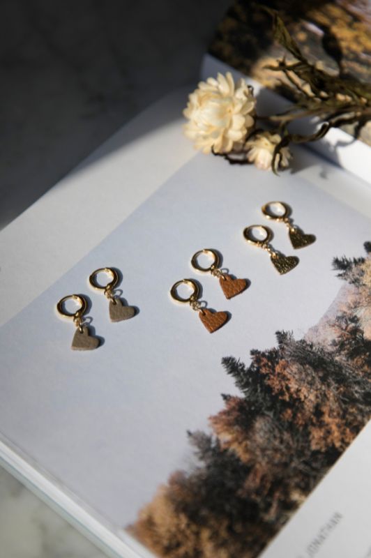 Earrings true to your heart*leather gold filled*clip
