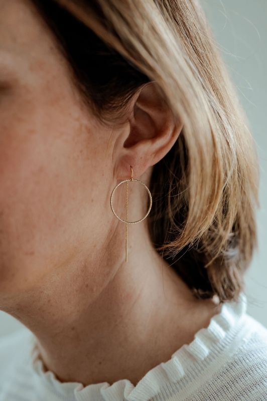 Earrings julia's mini me*leather gold filled*basic