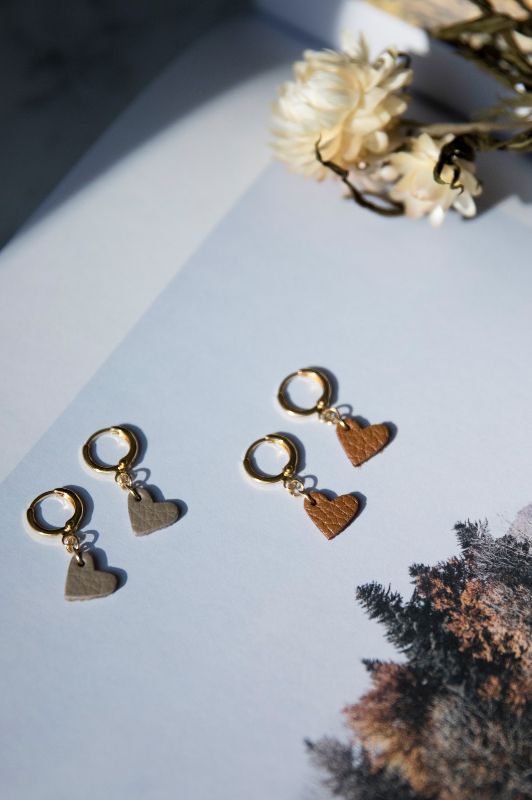 Earrings true to your heart*leather gold filled*clip