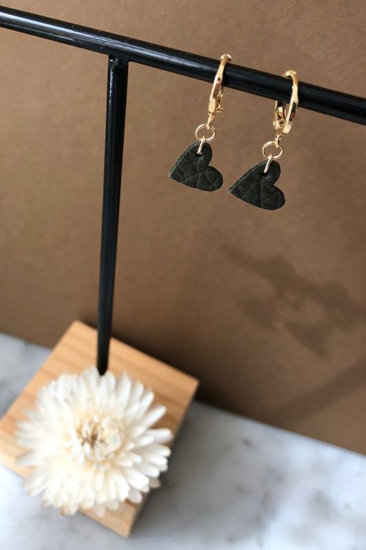 Earrings true to your heart*leather gold filled*clip