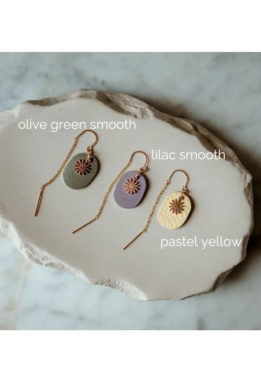 Earrings julia's mini me*leather gold filled*basic