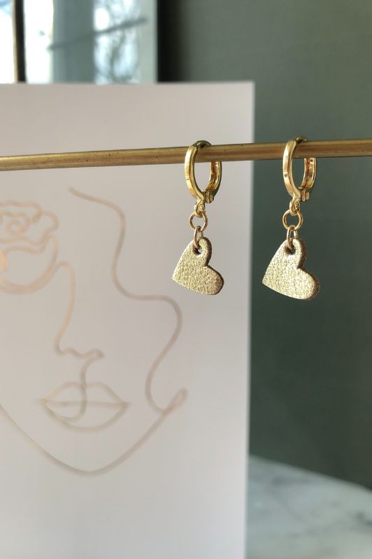 Earrings true to your heart*leather gold filled*clip