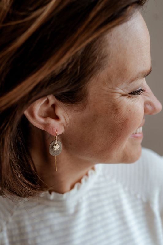 Earrings julia's mini me*leather gold filled*basic