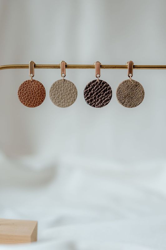 Earrings julia's mini me*leather gold filled*basic