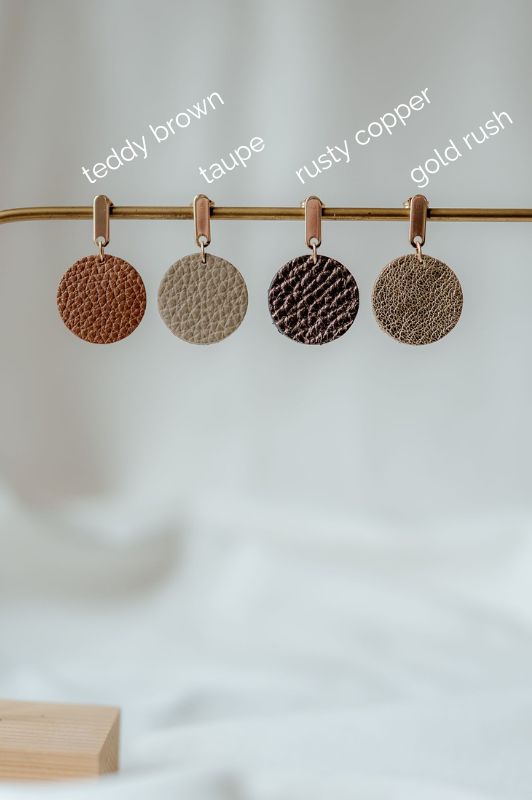 Earrings julia's mini me*leather gold filled*basic