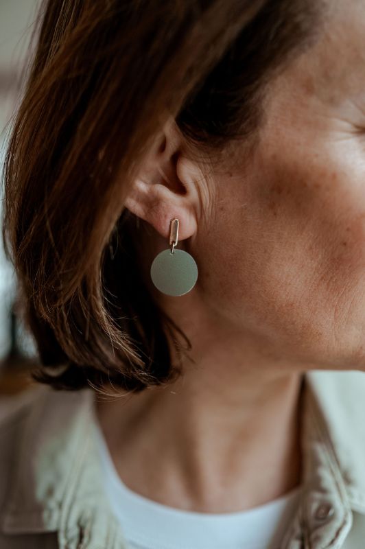 Earrings julia's mini me*leather gold filled*basic