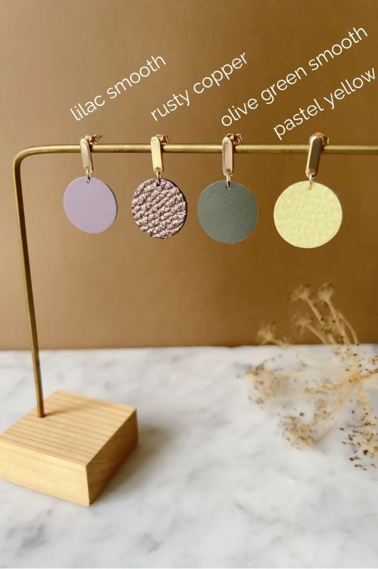 Earrings julia's mini me*leather gold filled*basic