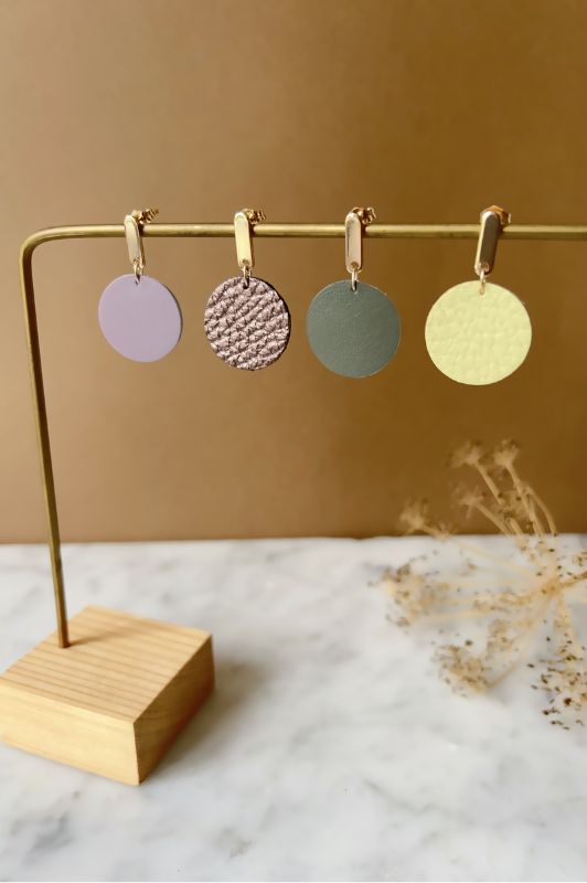 Earrings julia's mini me*leather gold filled*basic