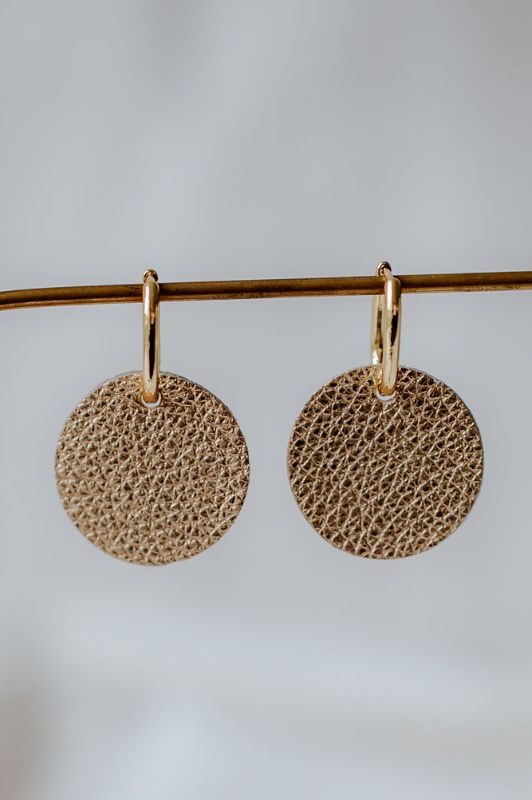 Earrings miss coco*leather gold filled