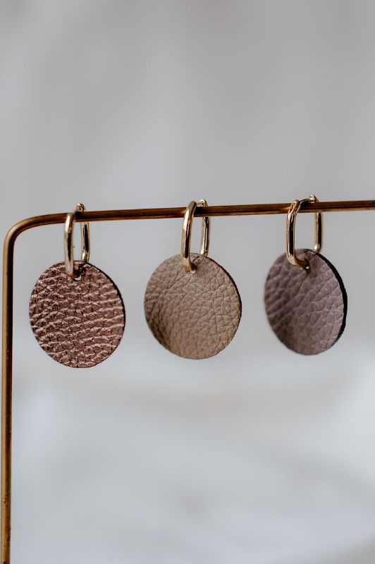 Earrings miss coco*leather gold filled
