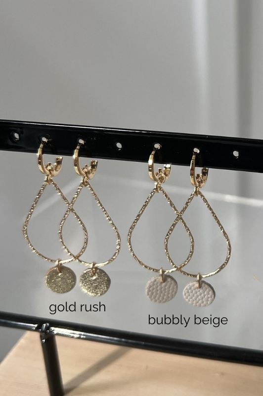 Oorbellen moo's love drop*leer gold filled*structuur
