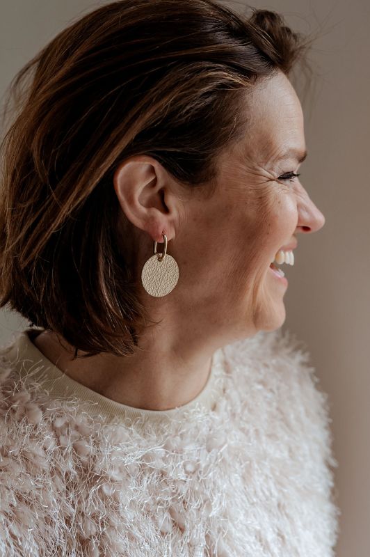 Earrings miss coco*leather gold filled