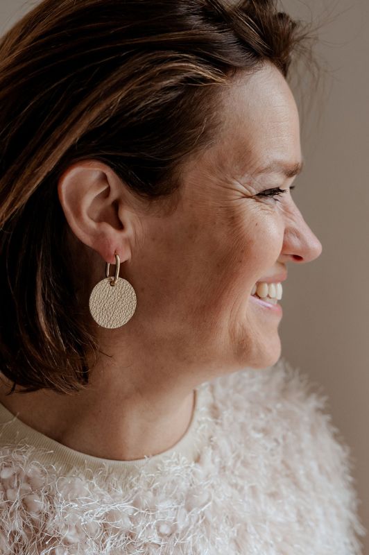 Earrings miss coco*leather gold filled