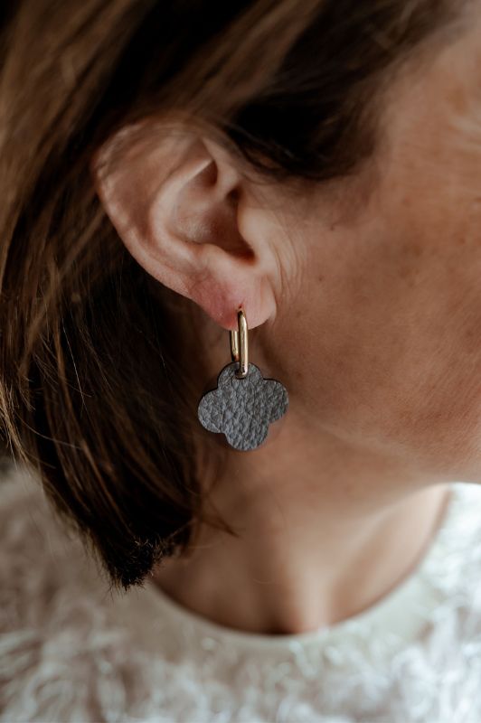 Earrings miss coco*leather gold filled