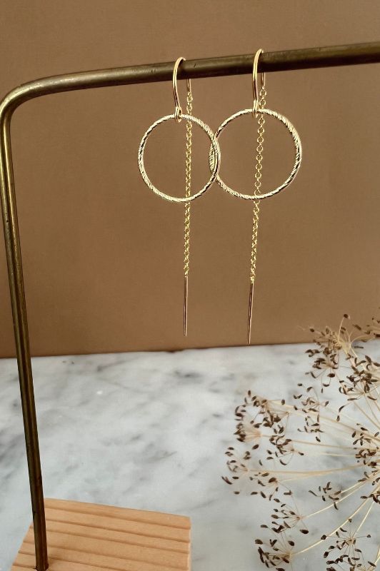 Earrings julia's mini me*leather gold filled*basic