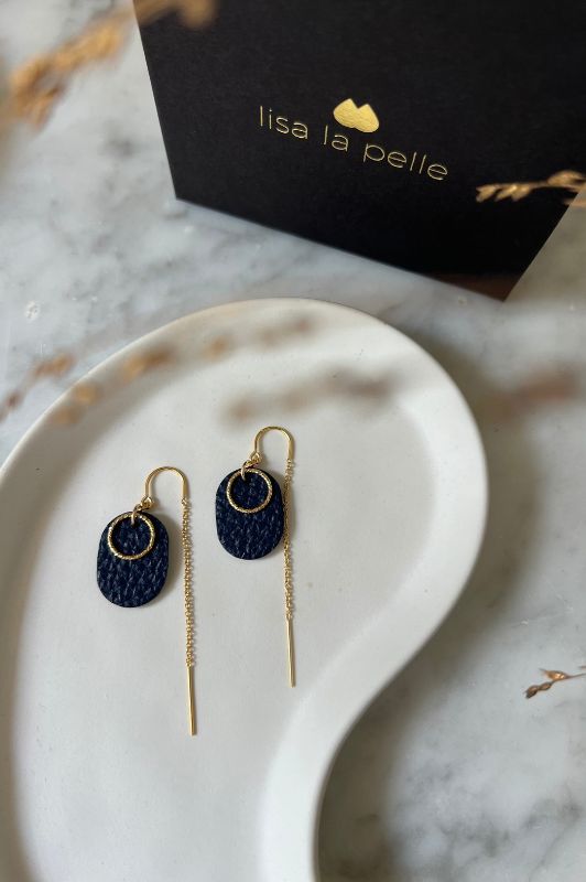 Oorbellen pillow to the moon*leer gold filled*oorketting