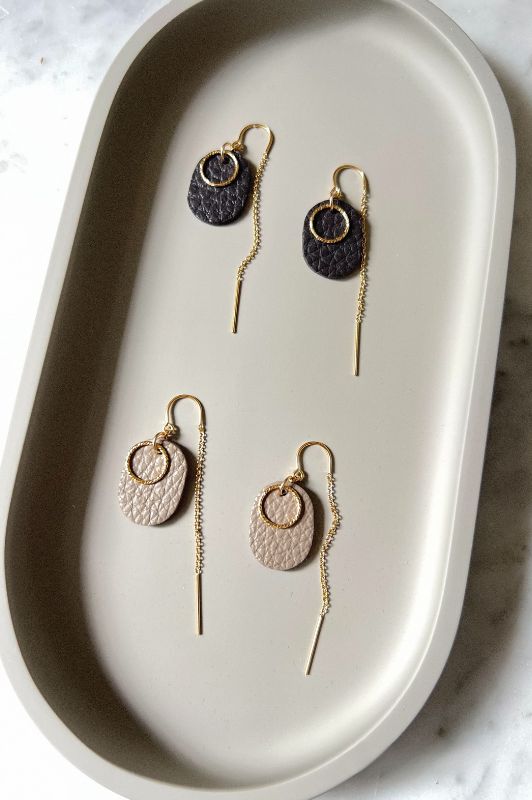 Oorbellen pillow to the moon*leer gold filled*oorketting
