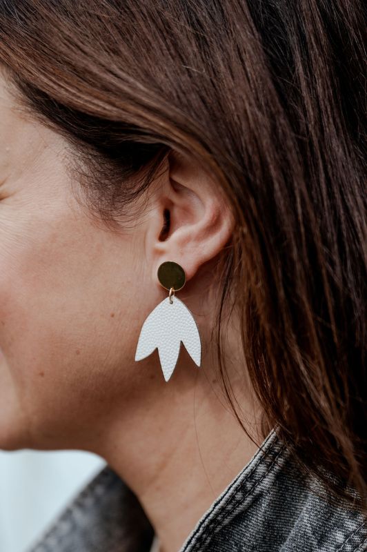 Earrings bloom your way*leather gold filled