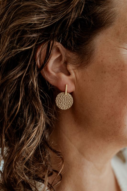 Earrings confetti namaste*leather gold filled
