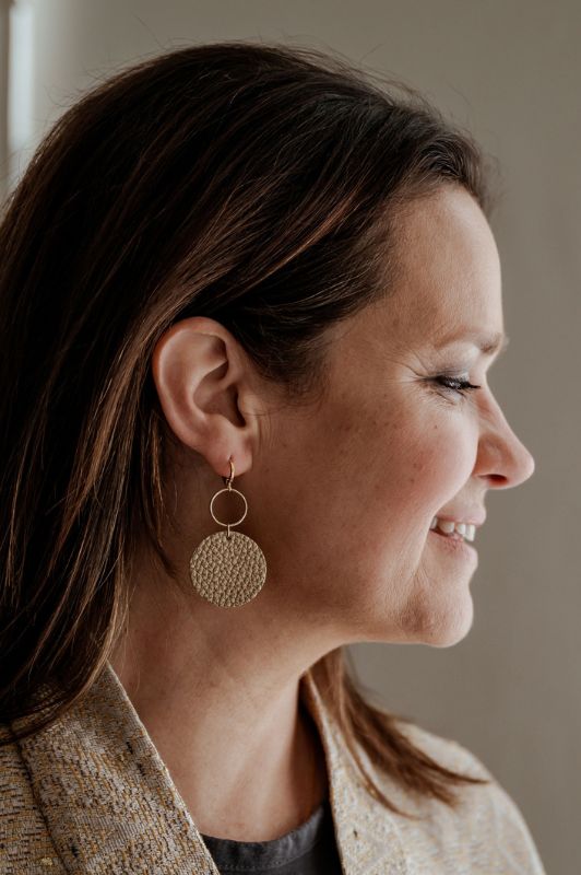 Earrings coco love*leather gold filled