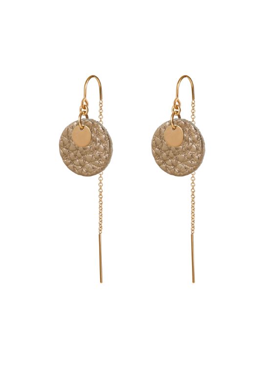 Earrings mini eye on you*leather gold filled*ear chain