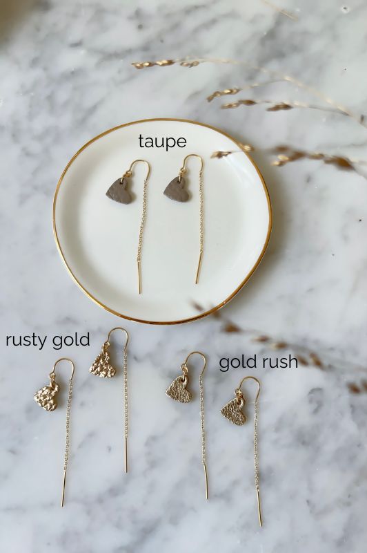 Earrings true to your heart*leather gold filled*ear chain